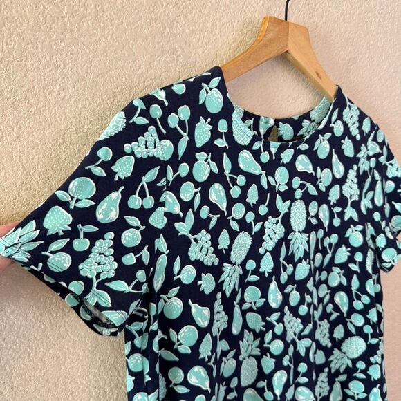 J Jill Wearever Womens Dress Small Fruit Pineapple Short Sleeves Stretch Jersey - Picture 5 of 12